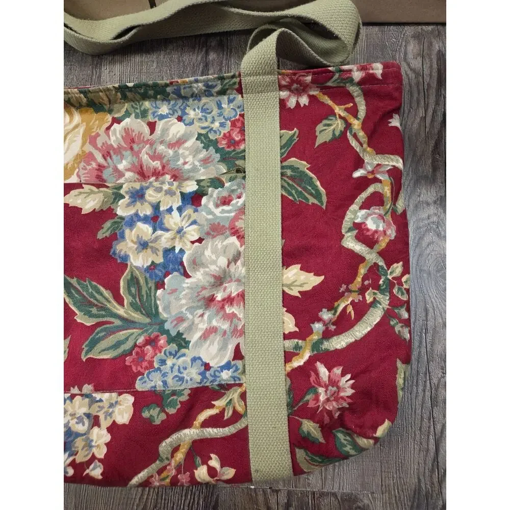 Vintage 80’s Gloria Rae Travel Bag/Tote Cotton Tapestry Floral Shoe Bag Carry On